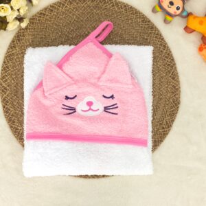 TOALLA C/CAPUCHA GATITA BLANCA