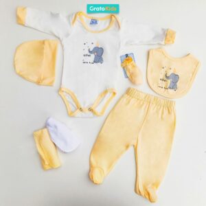 Ajuar 5pza+2 toallitas R/N Amarillo Mostaza