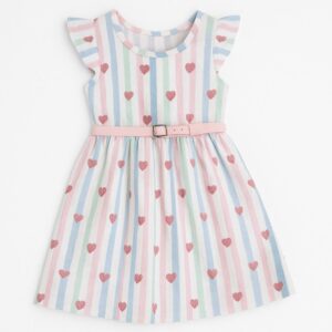 Vestido rayas corazón fresa