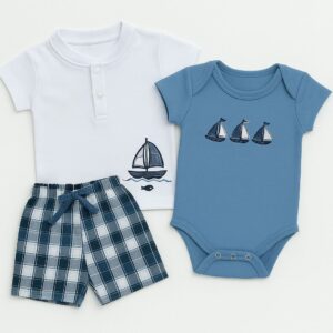 Set 3pzas Camiseta Barquito+Body+Short