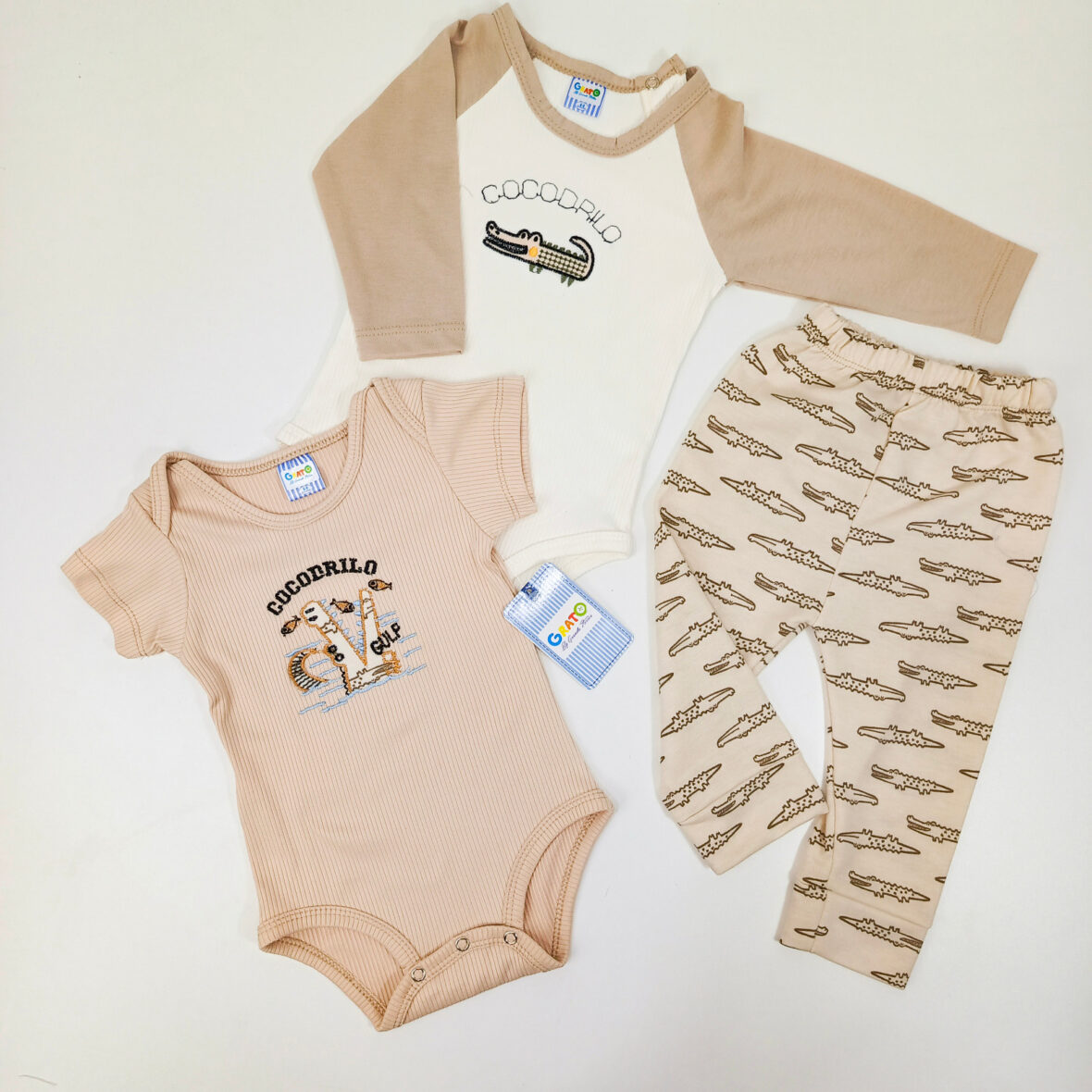 Set 3 pzas cocodrilo beigge
