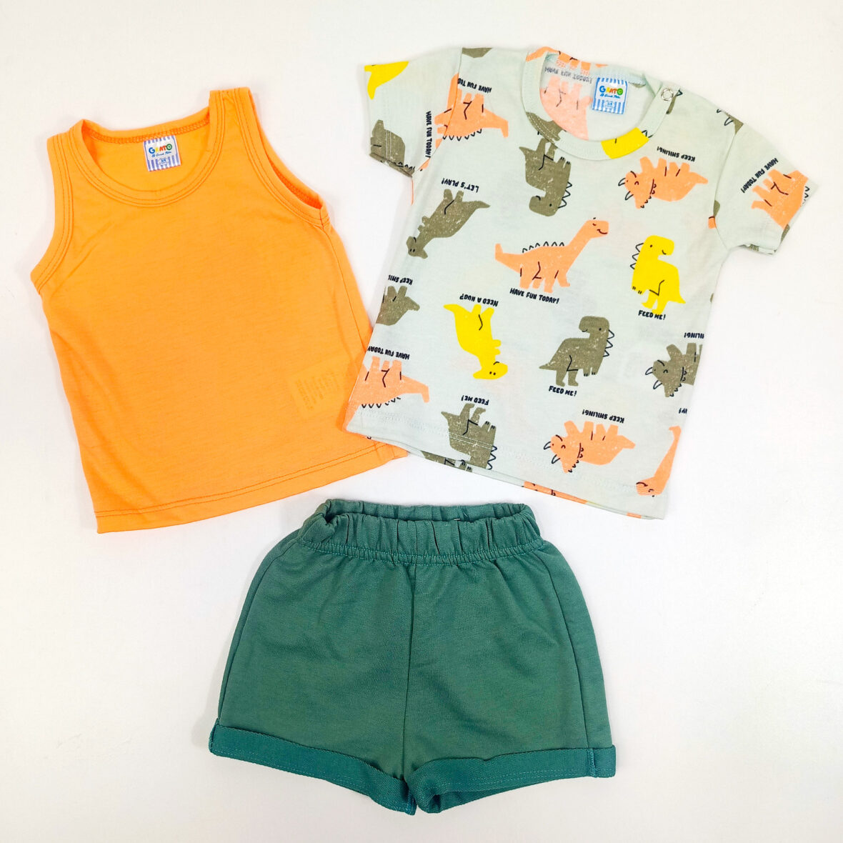 Set 3 pzas Dino Naranja