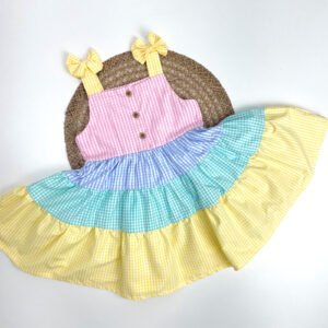 Vestido Tira c/lazo Cuadros de Colores