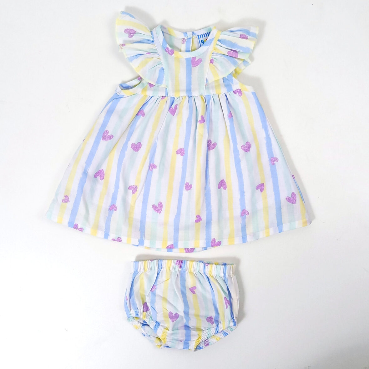 Vestido Niña Rayas Corazon T/Plana