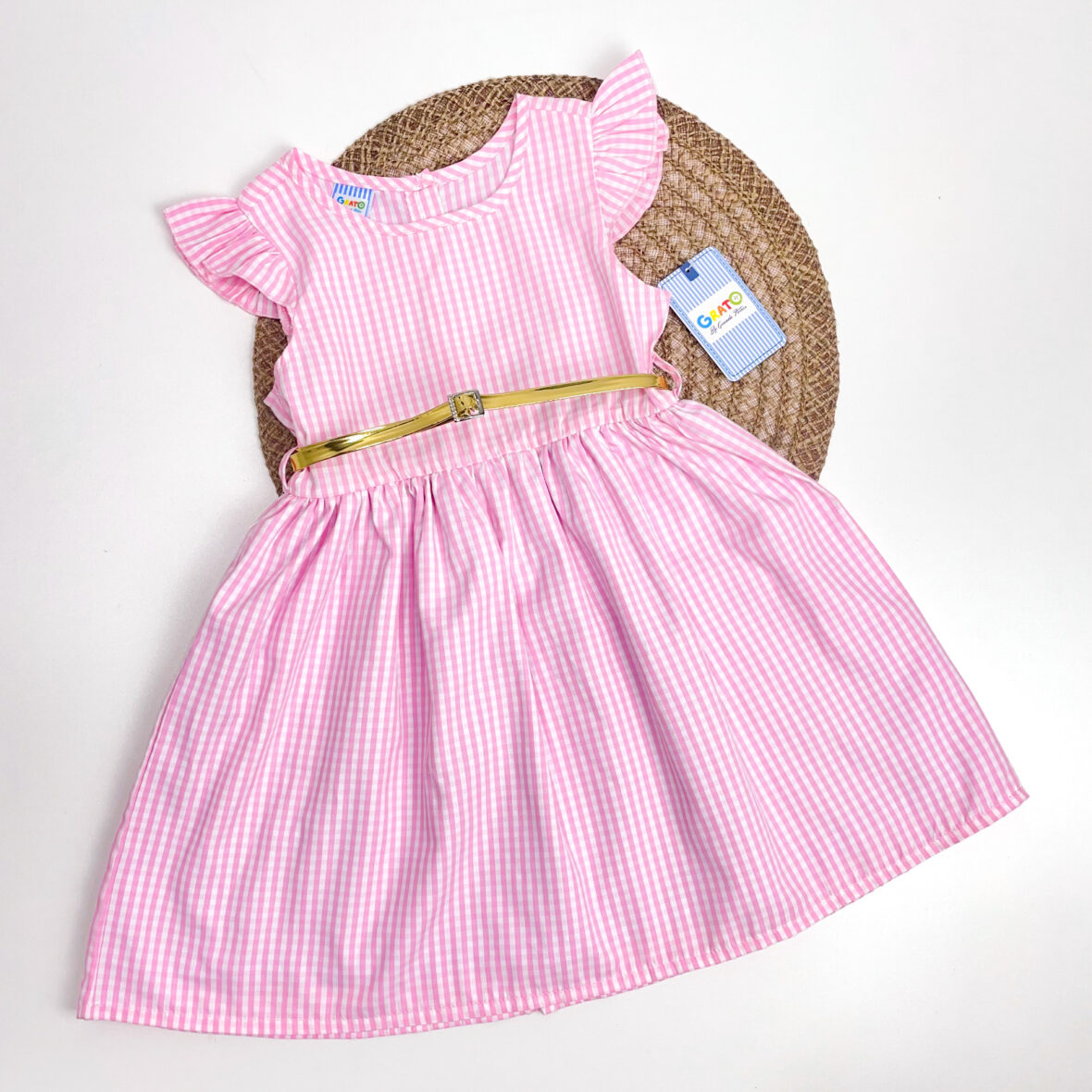 Vestido Niña Cuadros Rosa