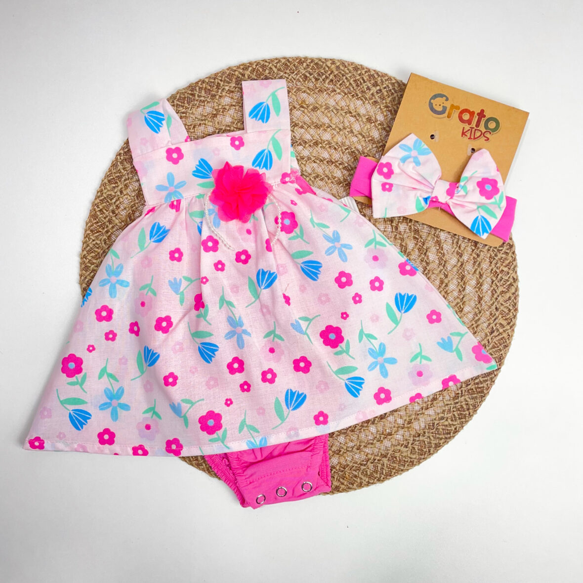 Body vestido flores rosa