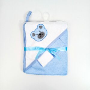 Toalla C/Capucha Celeste Oso