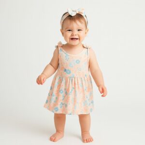 Set 4pzas Vestido s/m-calzon-B.v.d-cintillo Hojitas T: 24-36