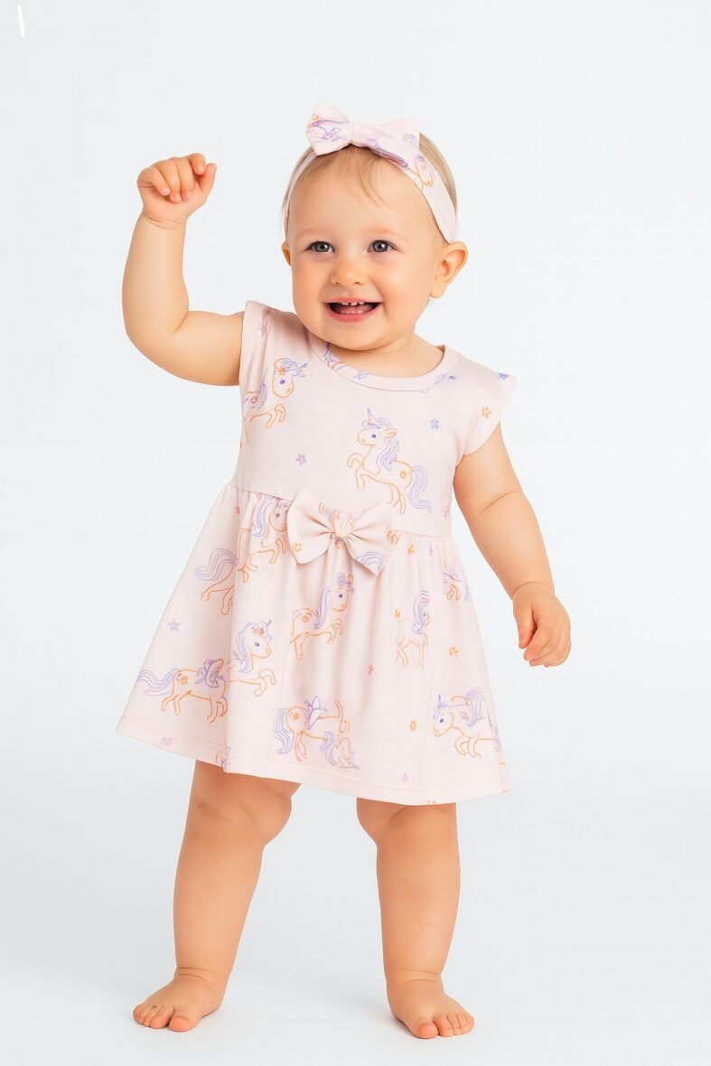 Set 4pzas Vestido c/m-short-B.v.d-cintillo Ponny T: 24-36