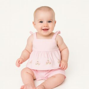 Conjunto blusa+short Niña flores T/Plana