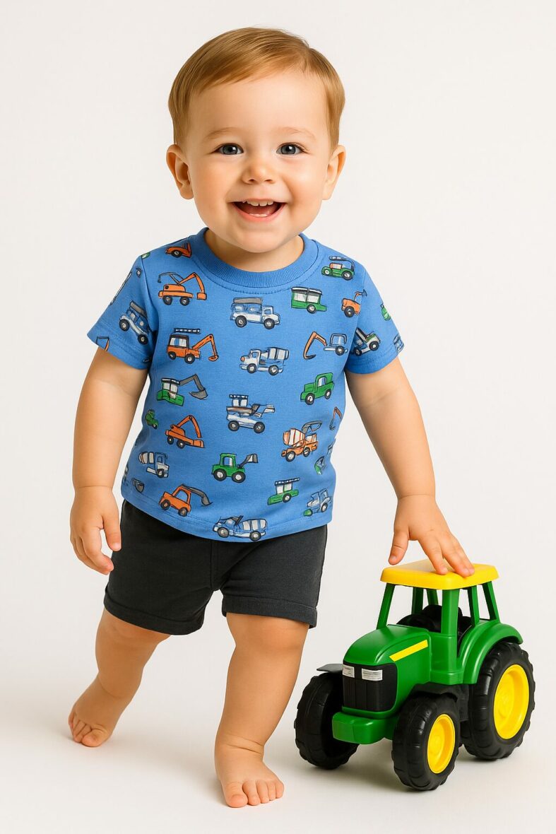 Conjunto Camisa+short+B.v.d Tractor T: 3/6-6/9-9/12