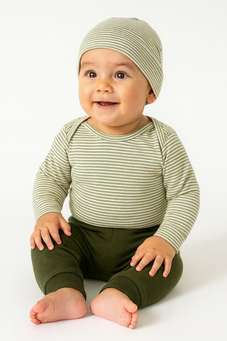 Set 4pzas avion monito+body+pantalon+gorrito verde