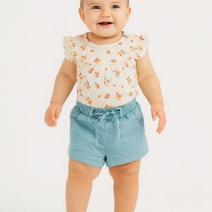 Conjunto niña body flores  + short