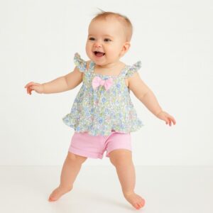 Conjunto niña blusa floreada + short