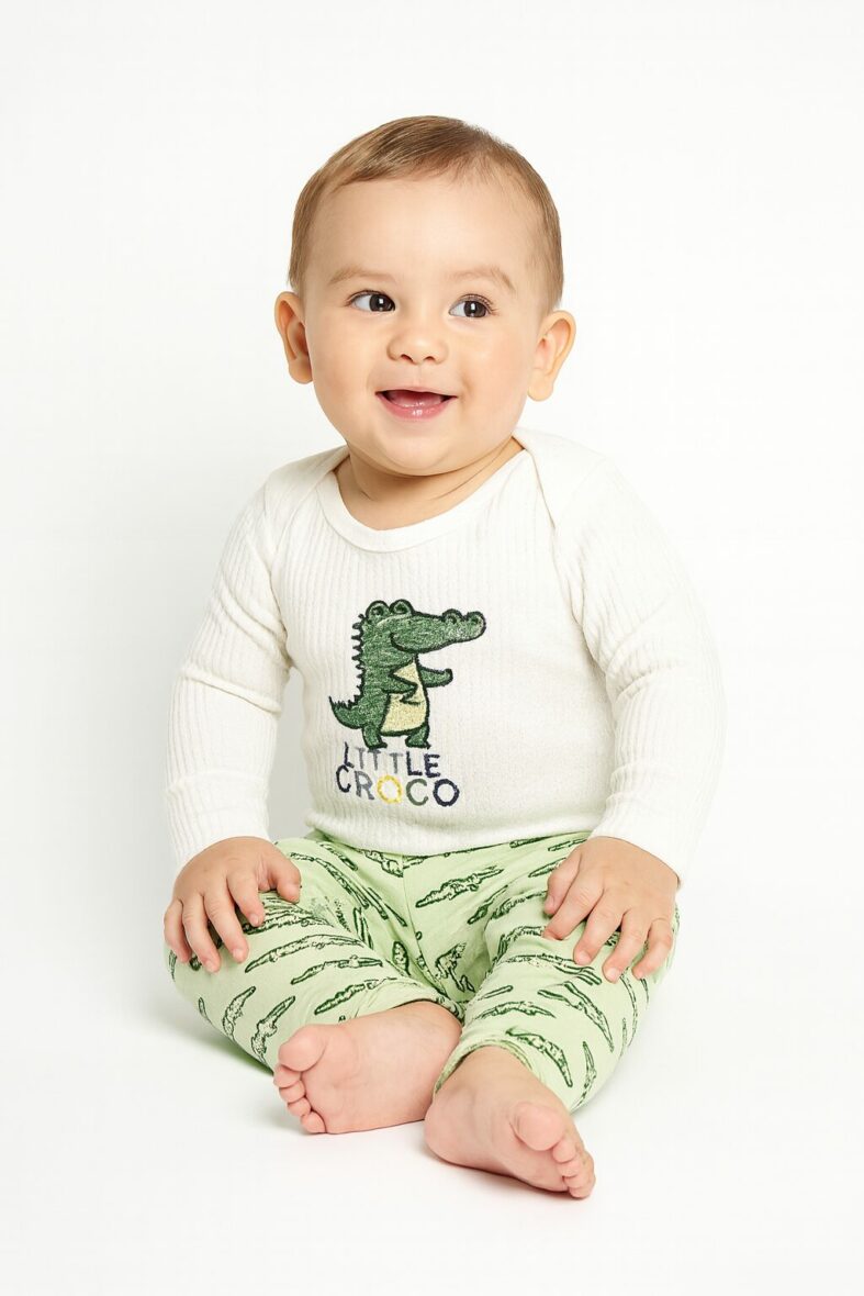 Set 3pzas niño verde Cocodrilo