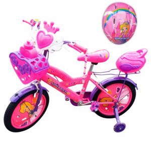 Bicicleta aro 16 c/mochila y casco Rosa