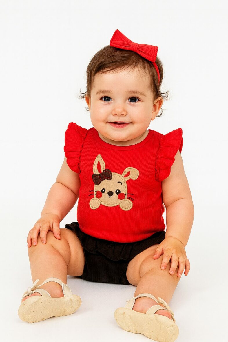 Set de 3pzas body+falda+extencion rojo