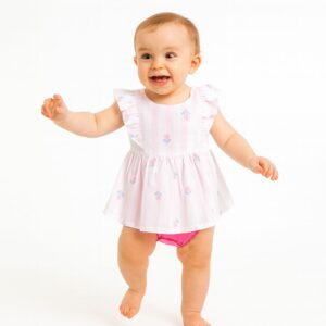 Body Vestido+cintillo Flor T: 3/6-6/9-9/12