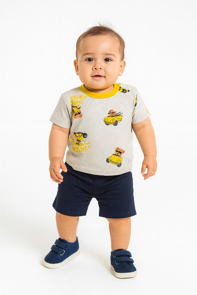 Conjunto camiseta+short Osito Gris