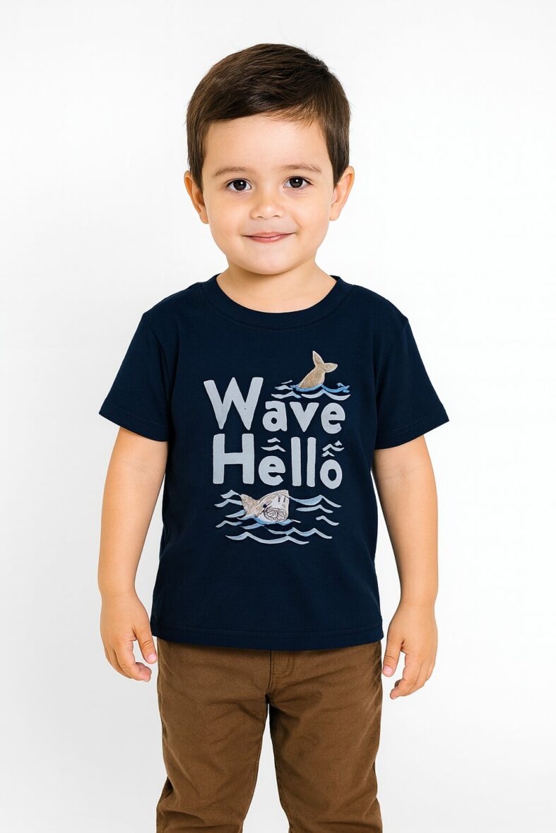 Camiseta Wave HEllo azul T: 18-24-36