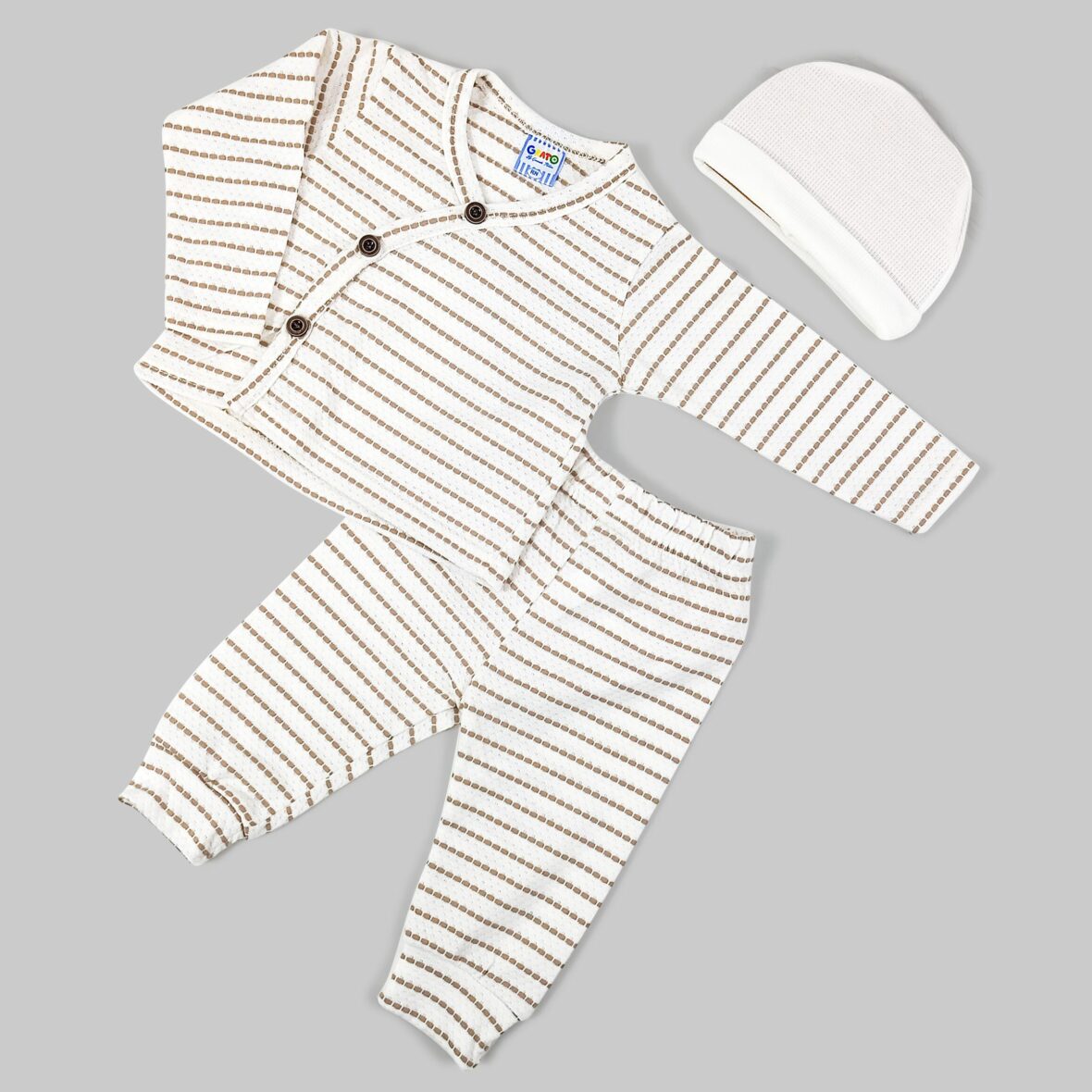 Set 3pzas niño rayas Cafe T: R/N-0/3