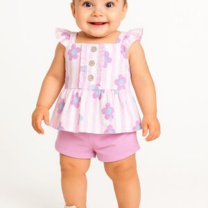 conjunto blusa+short flores