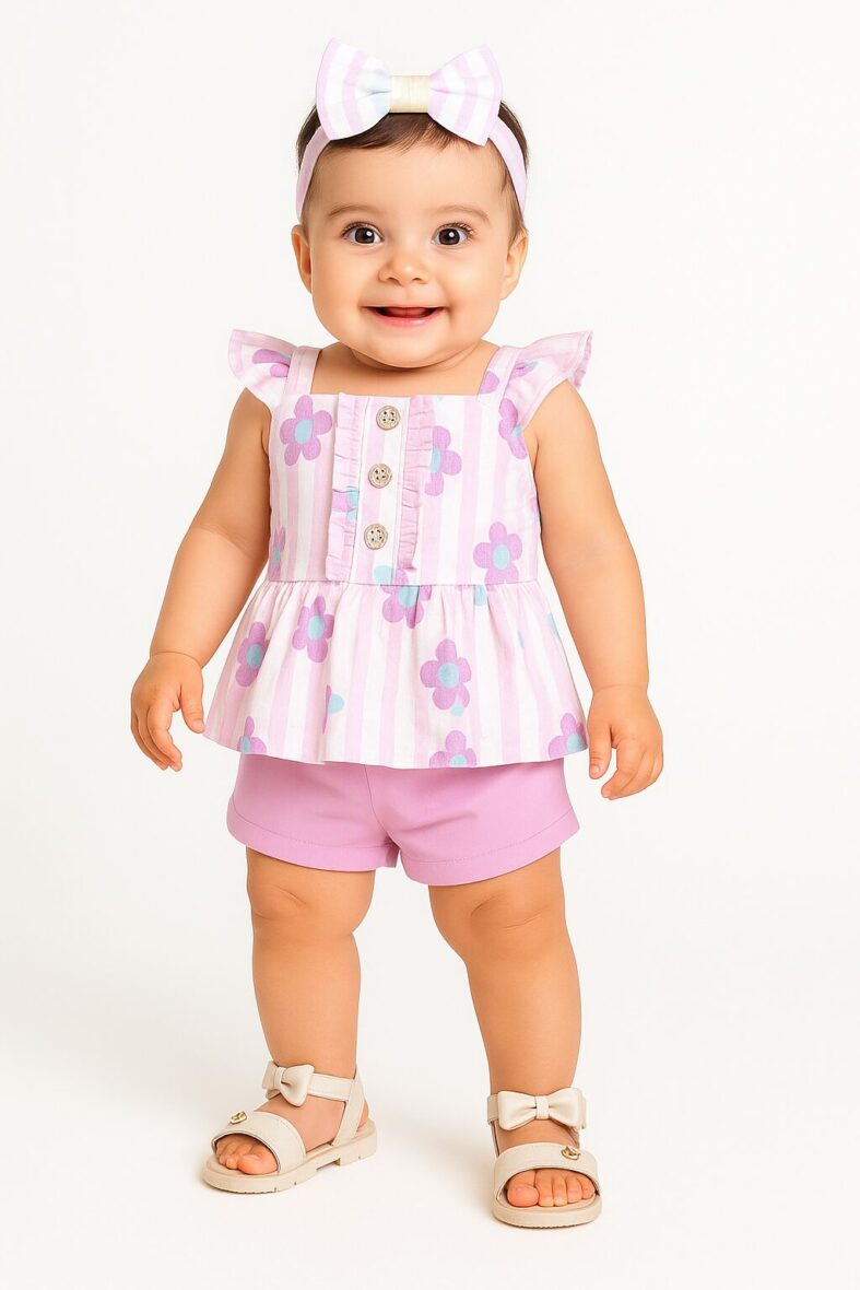 conjunto blusa+short flores