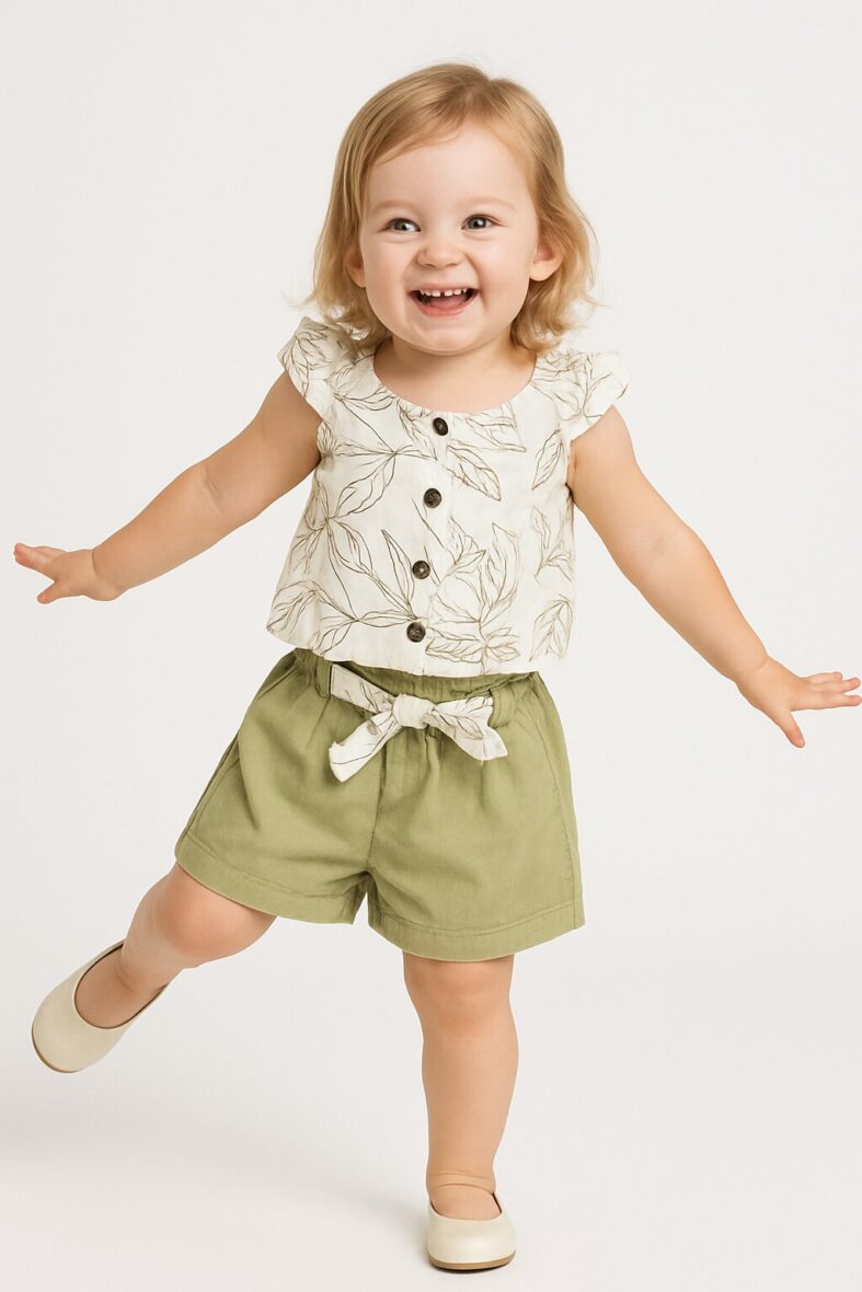 Conjunto blusa c/botones-short t/plana