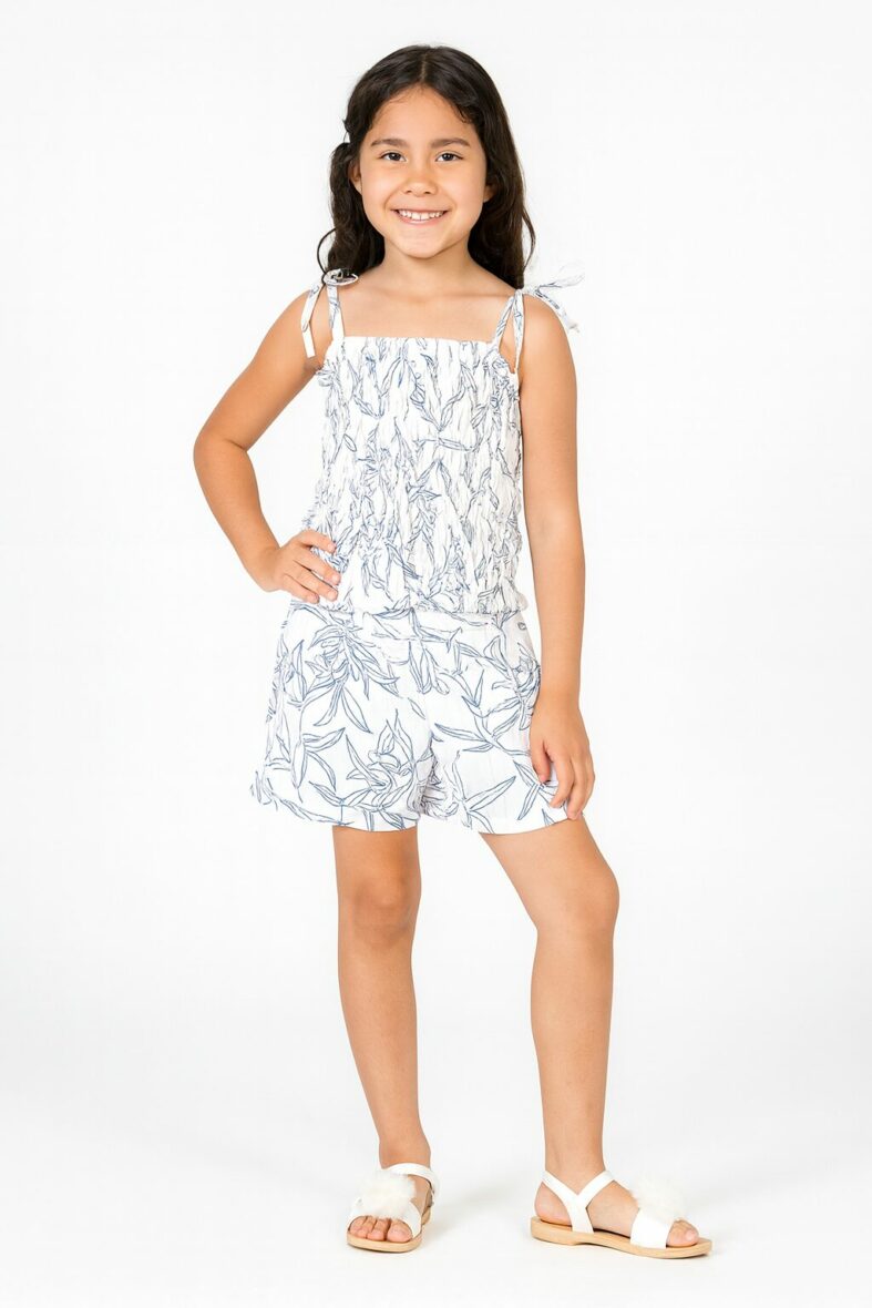 Conjunto blusa encarrujada-short t/plana