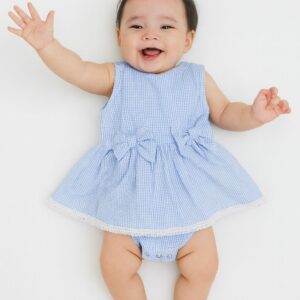 Body Vestido Cuadros Celeste