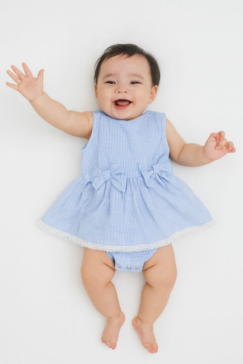 Body Vestido Cuadros Celeste