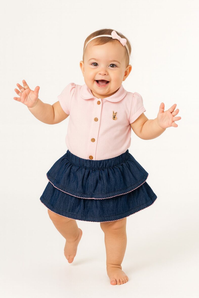 Body+Falda Rosado algodon