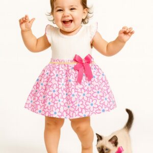 Vestido flores t/plana