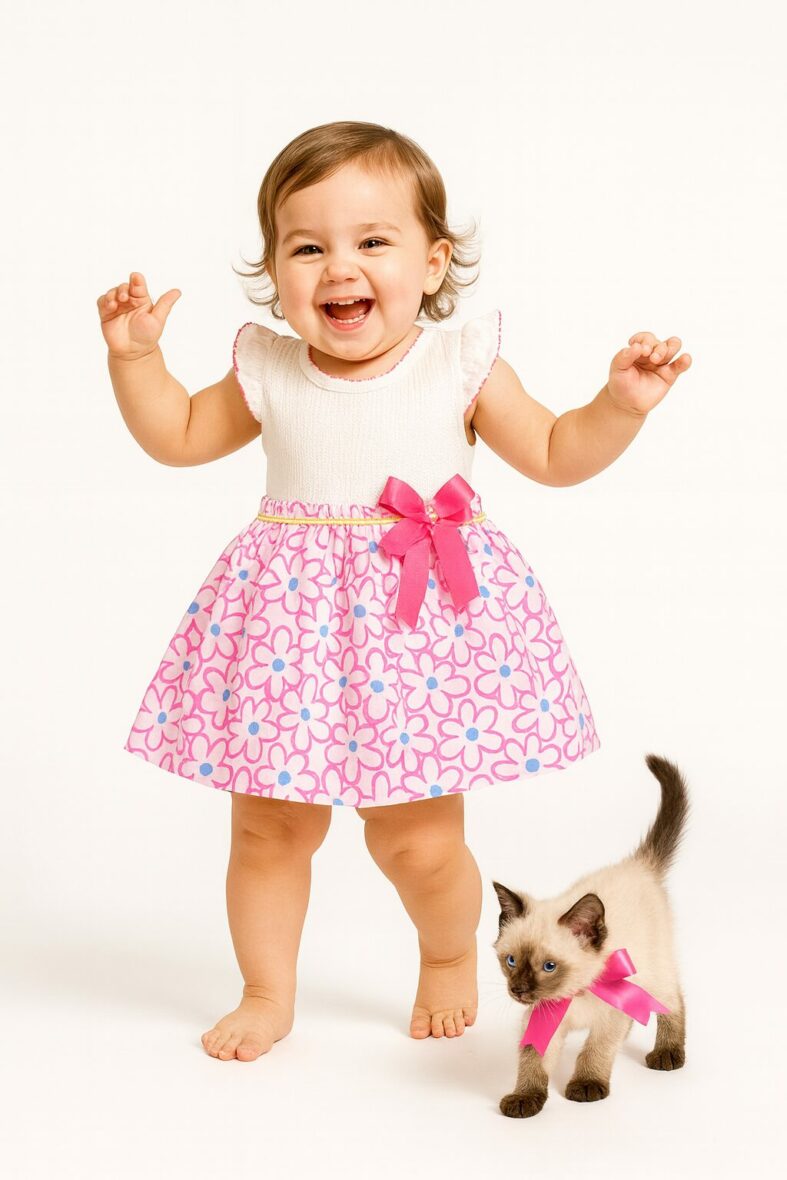 Vestido flores t/plana