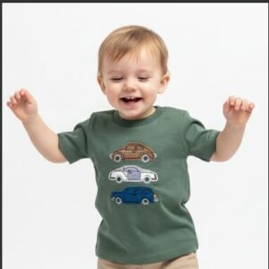 Camiseta Verde Carritos T: 9/12-18-24-36